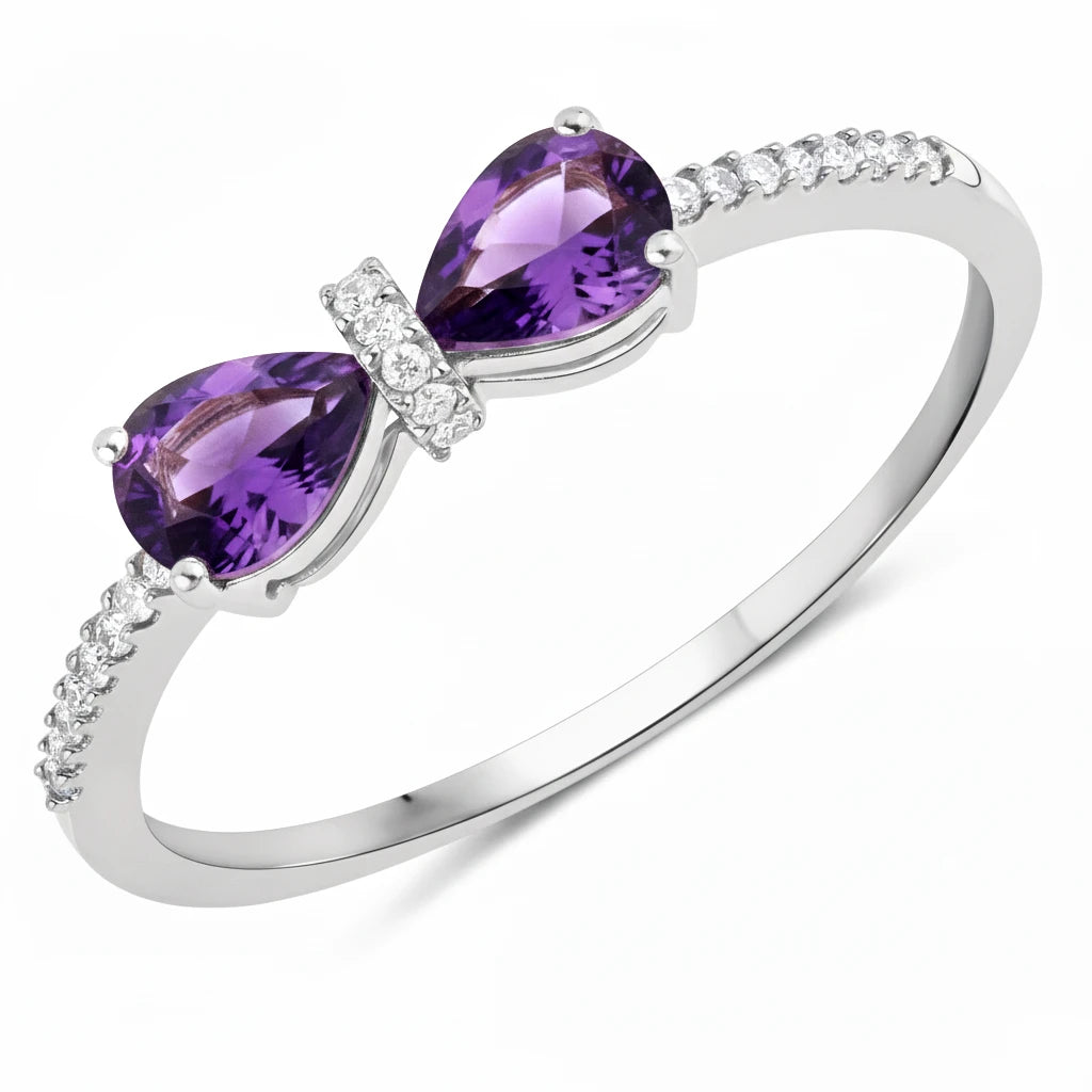 Pear Cut Bow Diamond Accent Ring