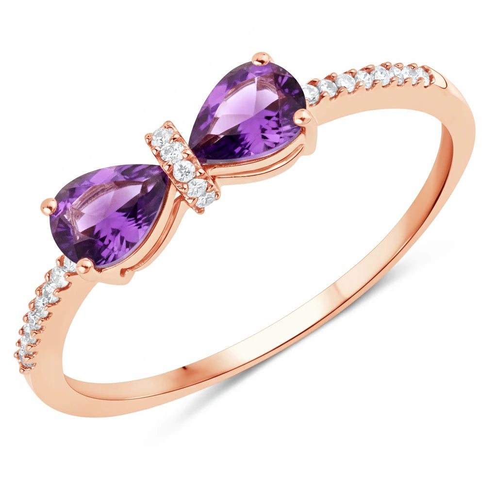 Pear Cut Bow Diamond Accent Ring