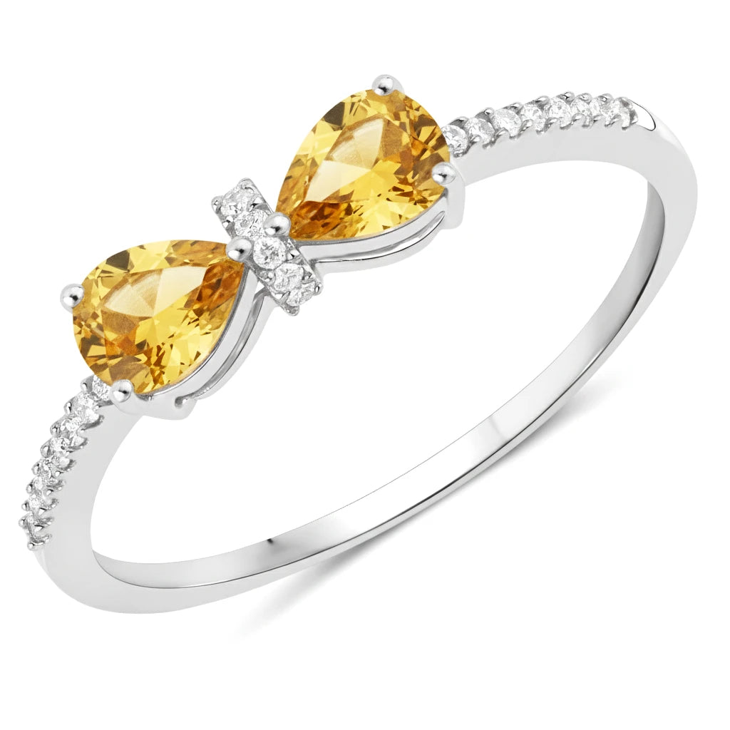 Pear Cut Bow Diamond Accent Ring