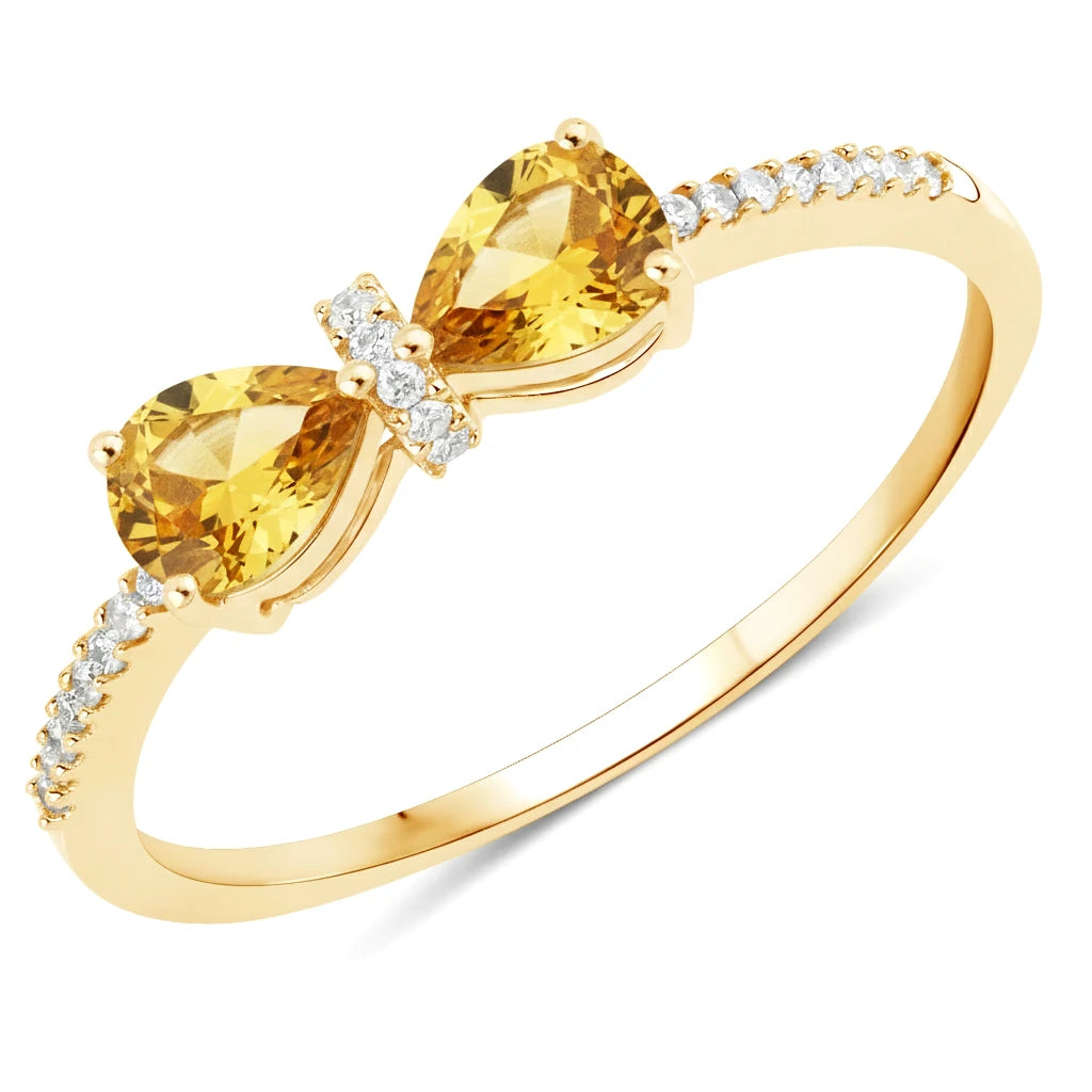 Pear Cut Bow Diamond Accent Ring