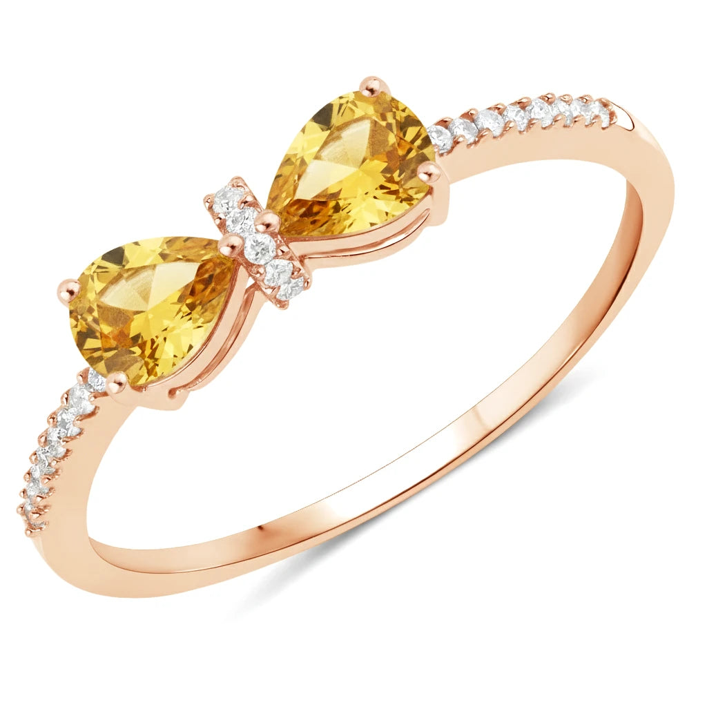 Pear Cut Bow Diamond Accent Ring