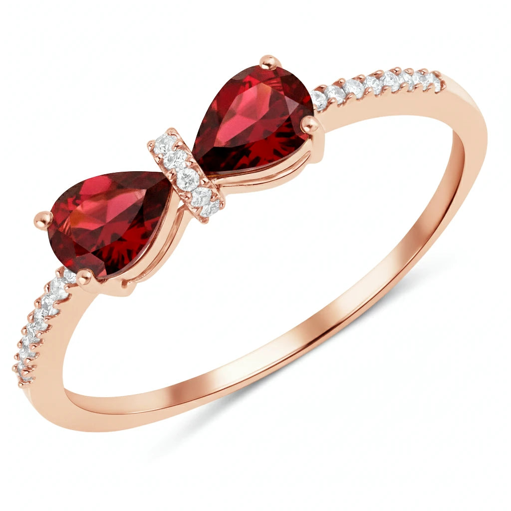 Pear Cut Bow Diamond Accent Ring