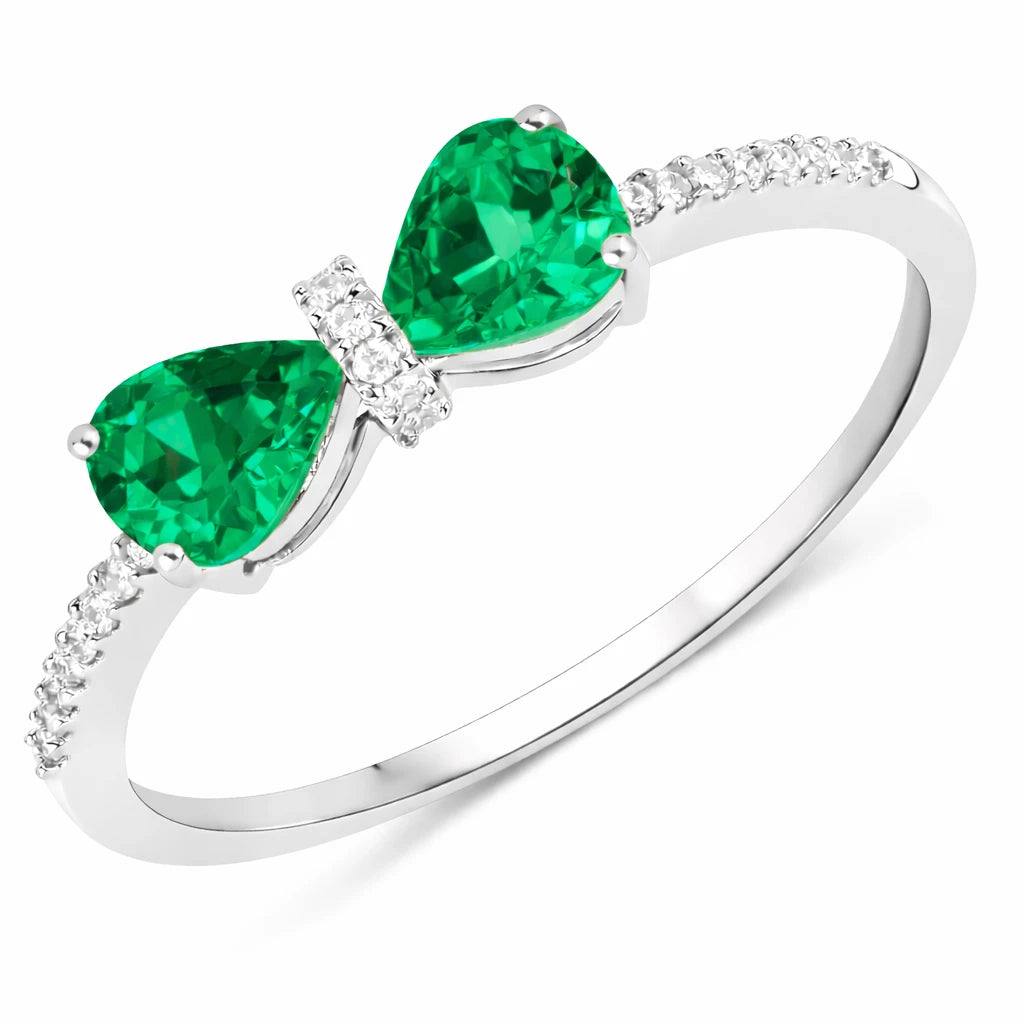 Pear Cut Bow Diamond Accent Ring
