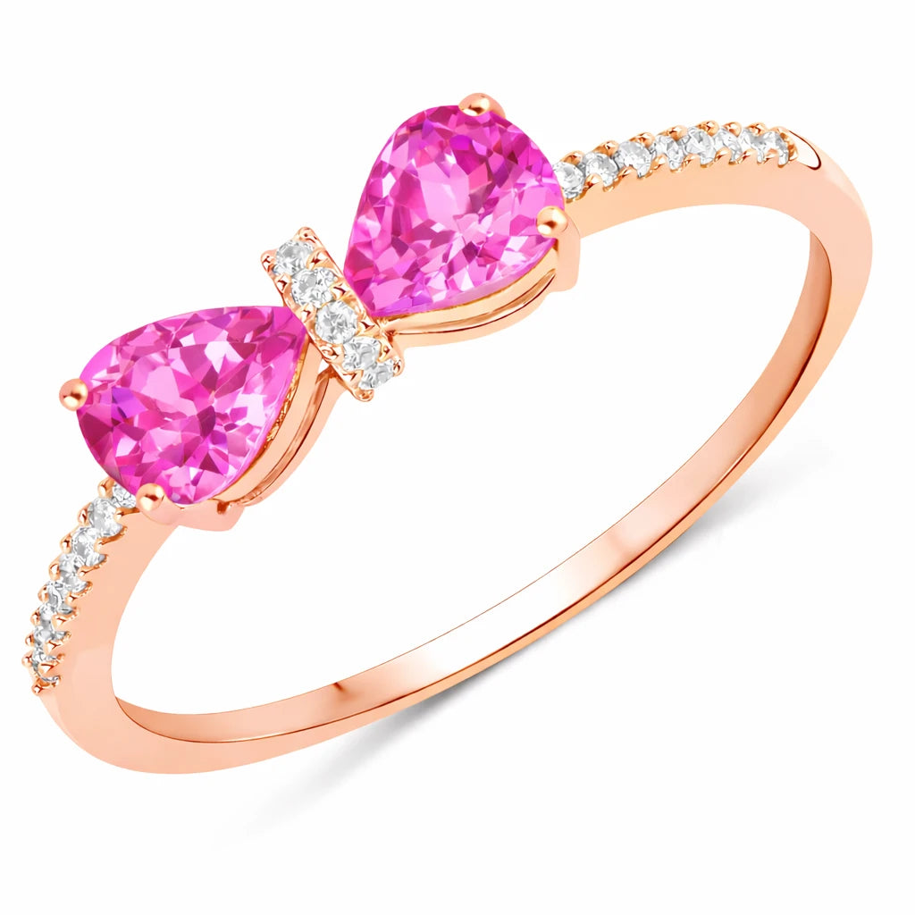 Pear Cut Bow Diamond Accent Ring