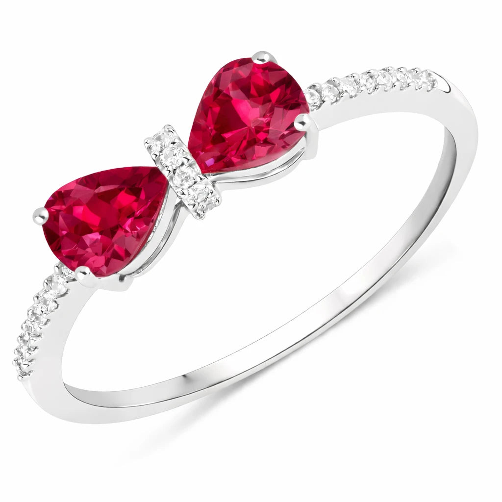 Pear Cut Bow Diamond Accent Ring