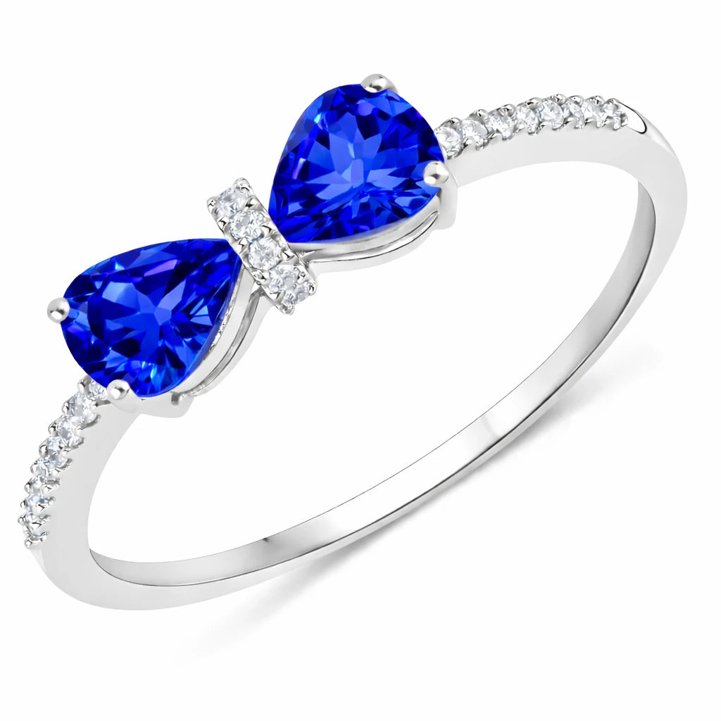 Pear Cut Bow Diamond Accent Ring