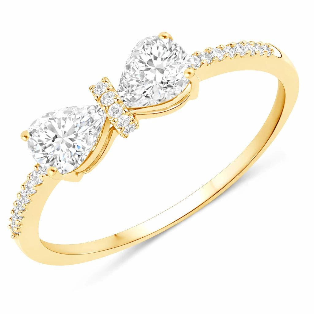Pear Cut Bow Diamond Accent Ring