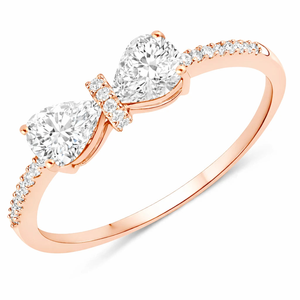 Pear Cut Bow Diamond Accent Ring