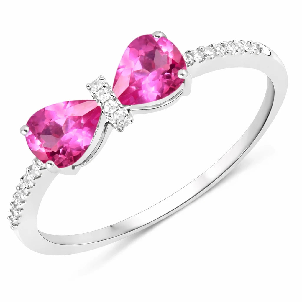 Pear Cut Bow Diamond Accent Ring