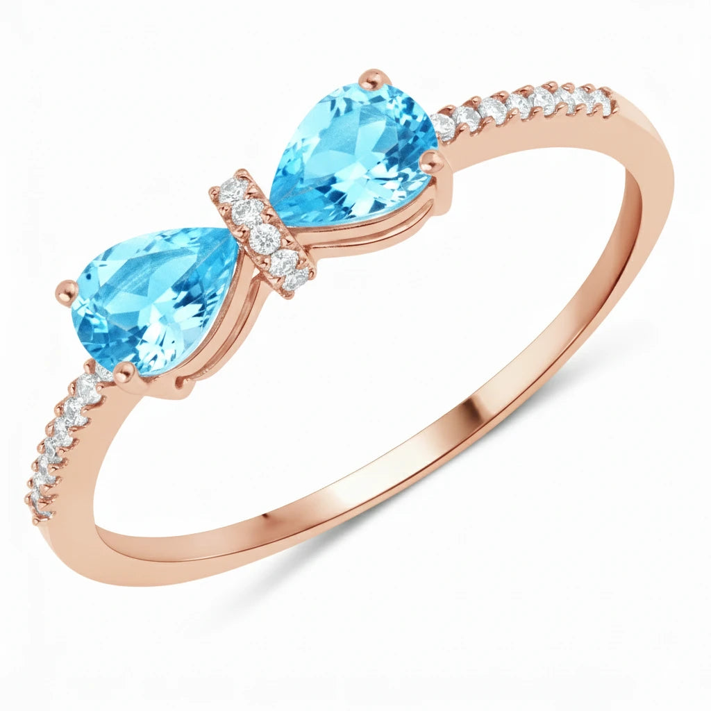 Pear Cut Bow Diamond Accent Ring