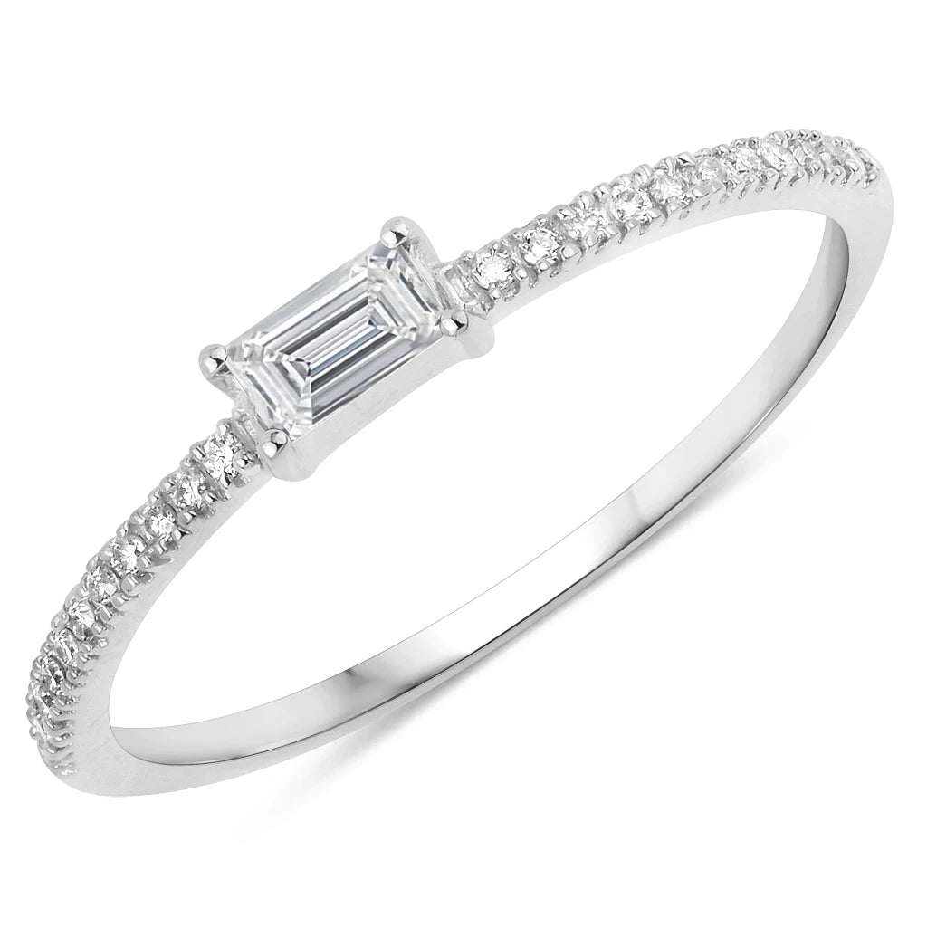 Baguette Cut Diamond Halo Ring