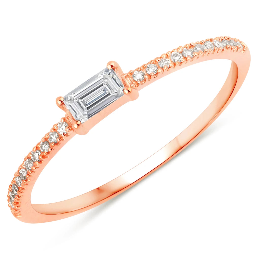 Baguette Cut Diamond Halo Ring