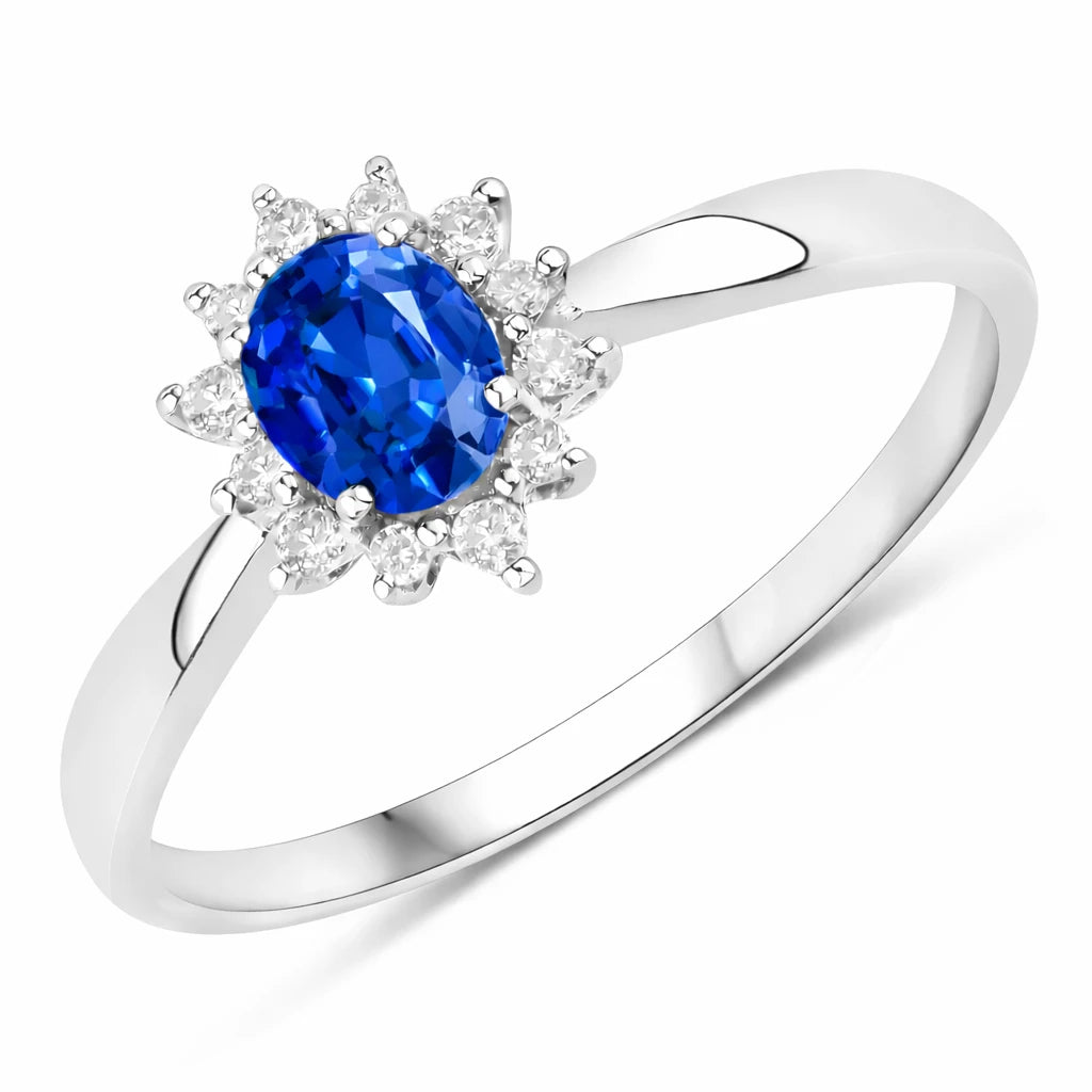 Sunburst Oval Cut Diamond Halo Ring