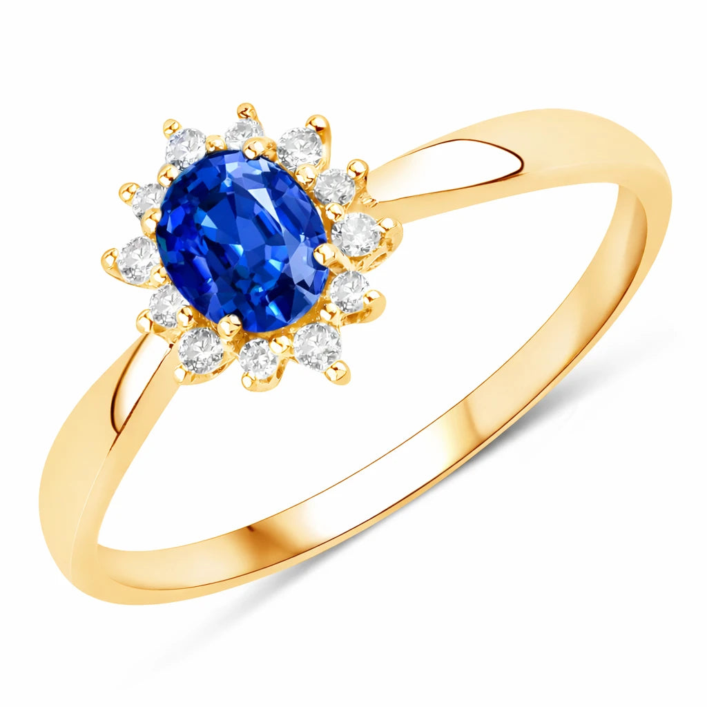 Sunburst Oval Cut Diamond Halo Ring