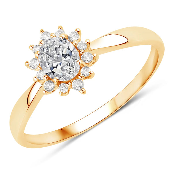 Sunburst Oval Cut Diamond Halo Ring