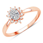 Sunburst Oval Cut Diamond Halo Ring