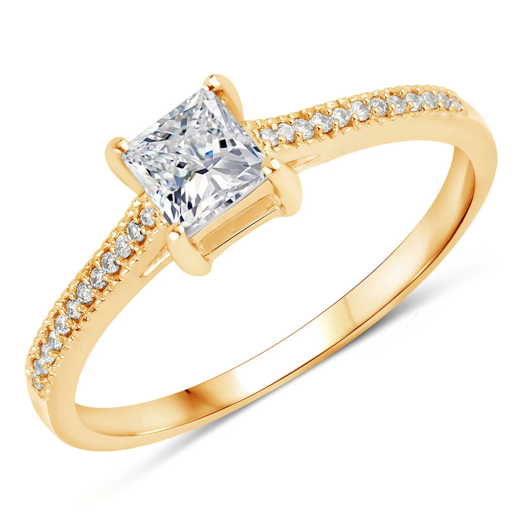 Square Cut Diamond Halo Ring