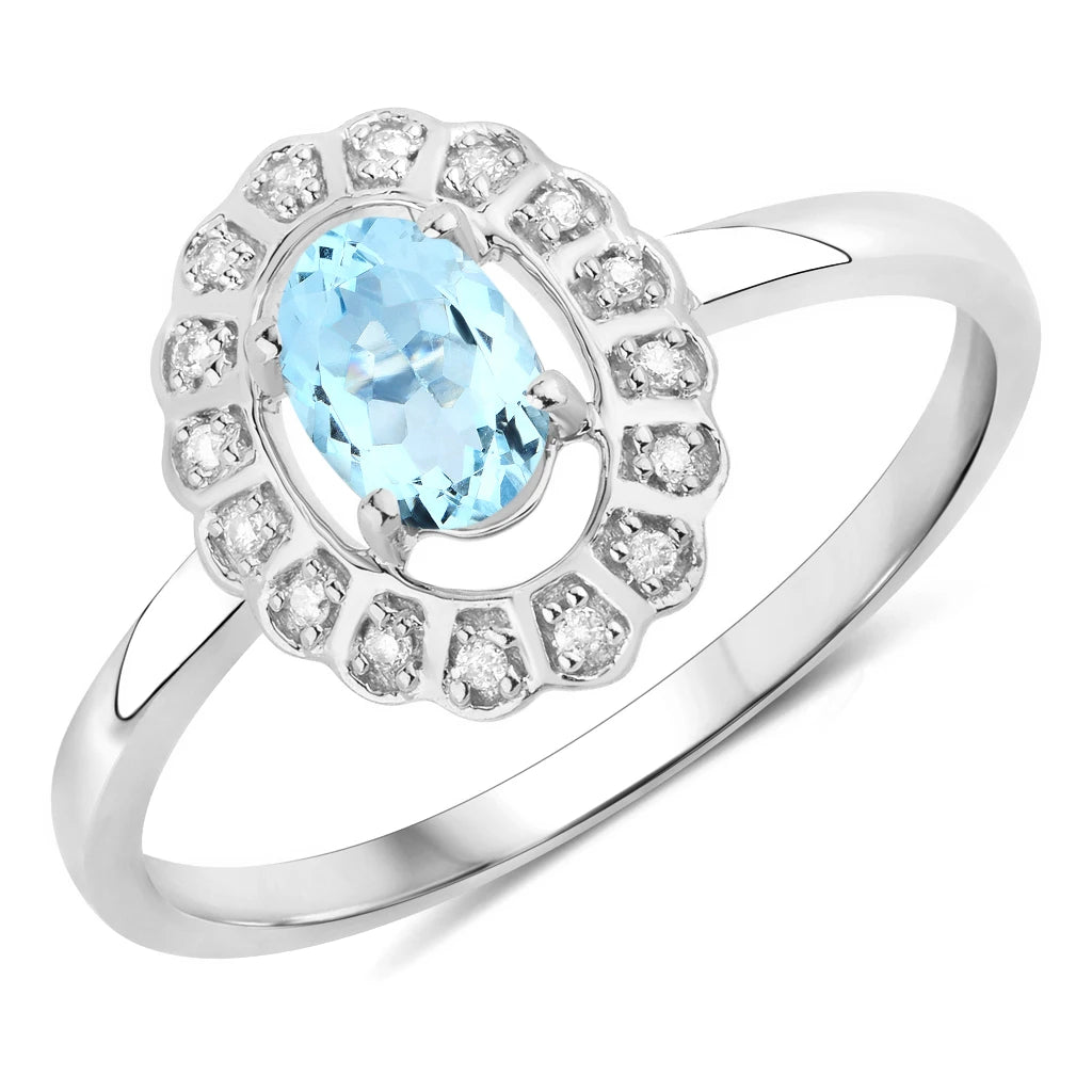 Cocktail Oval-Cut and Diamond Starburst Ring