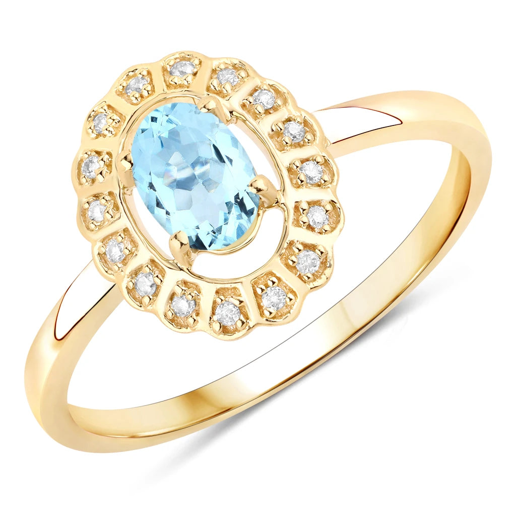 Cocktail Oval-Cut and Diamond Starburst Ring