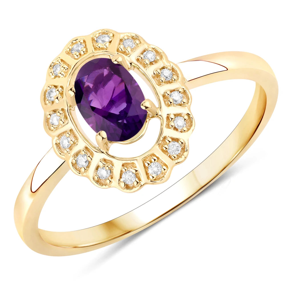 Cocktail Oval-Cut and Diamond Starburst Ring