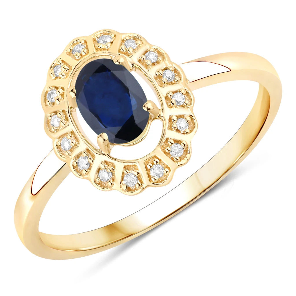 Cocktail Oval-Cut and Diamond Starburst Ring