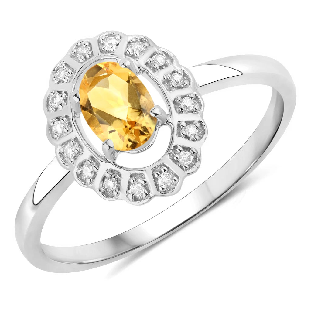 Cocktail Oval-Cut and Diamond Starburst Ring