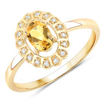 Cocktail Oval-Cut and Diamond Starburst Ring