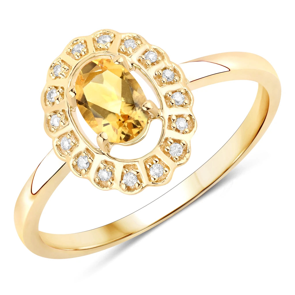 Cocktail Oval-Cut and Diamond Starburst Ring