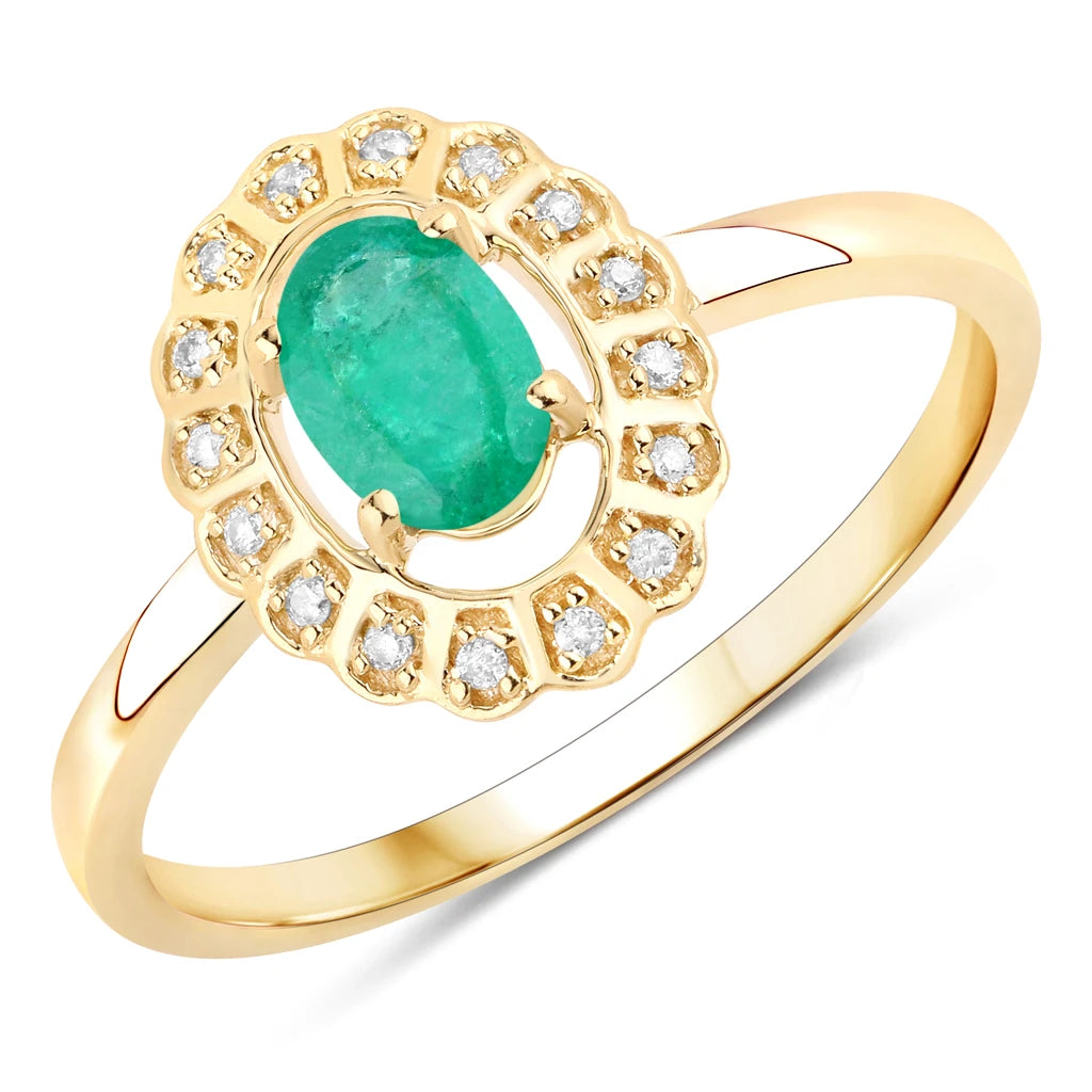 Cocktail Oval-Cut and Diamond Starburst Ring