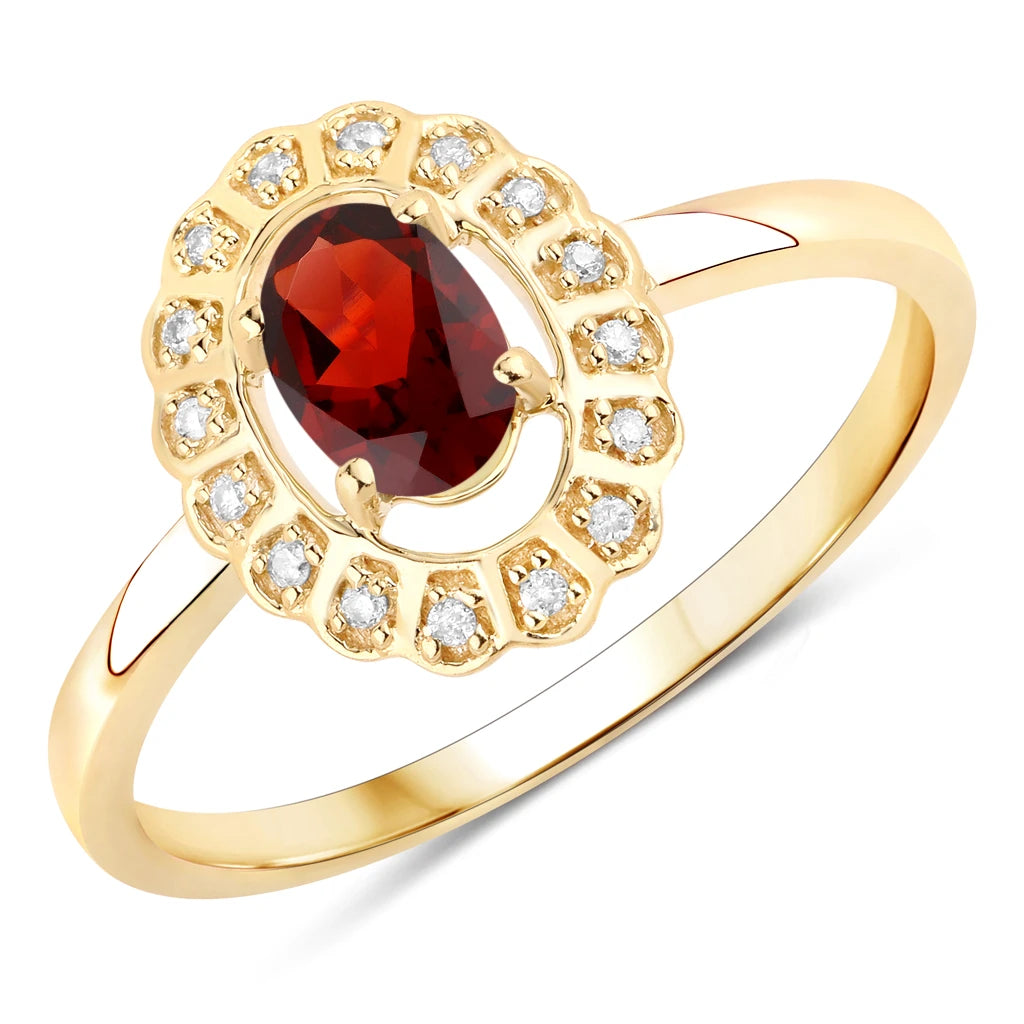 Cocktail Oval-Cut and Diamond Starburst Ring