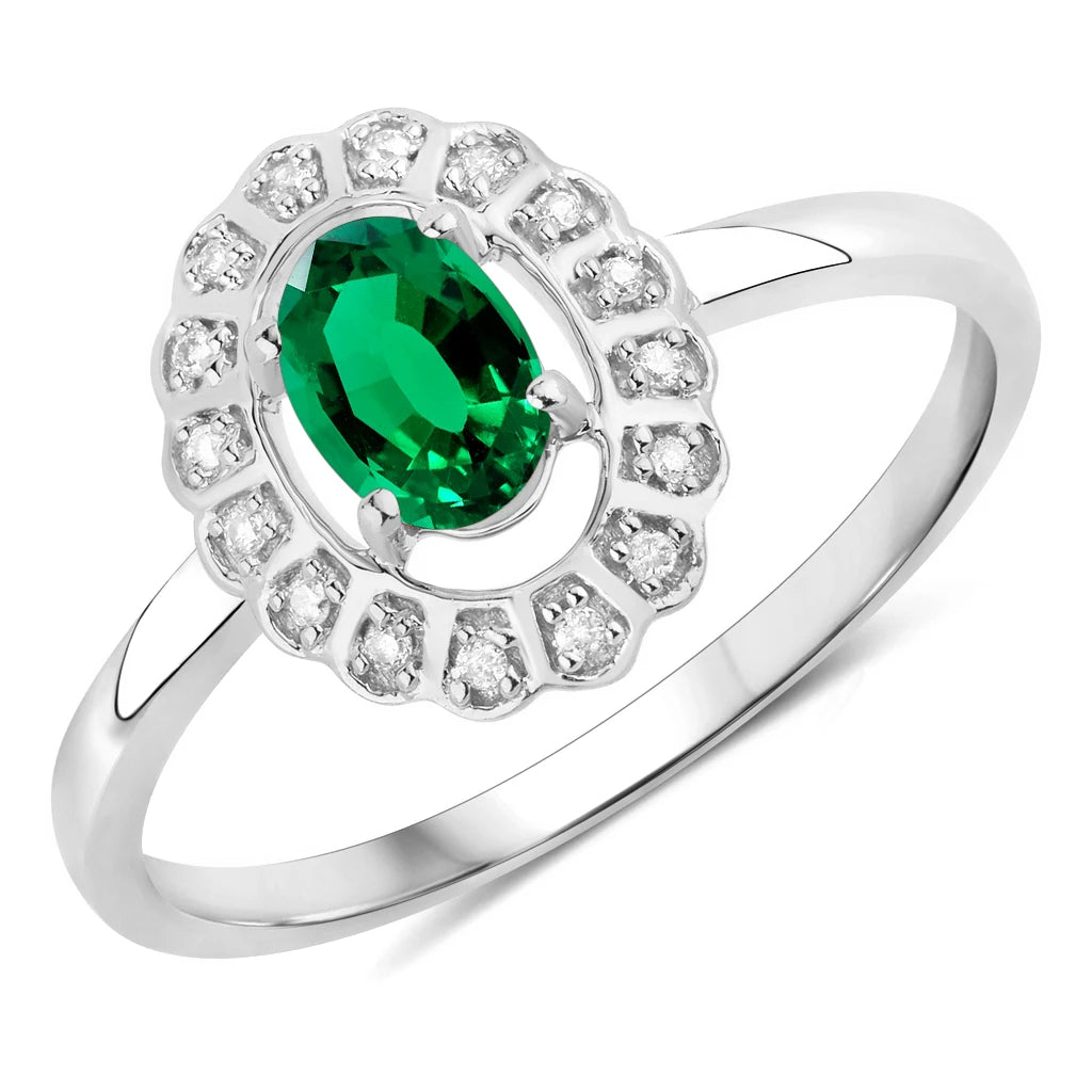 Cocktail Oval-Cut and Diamond Starburst Ring