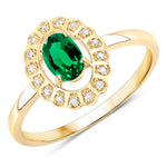 Cocktail Oval-Cut and Diamond Starburst Ring