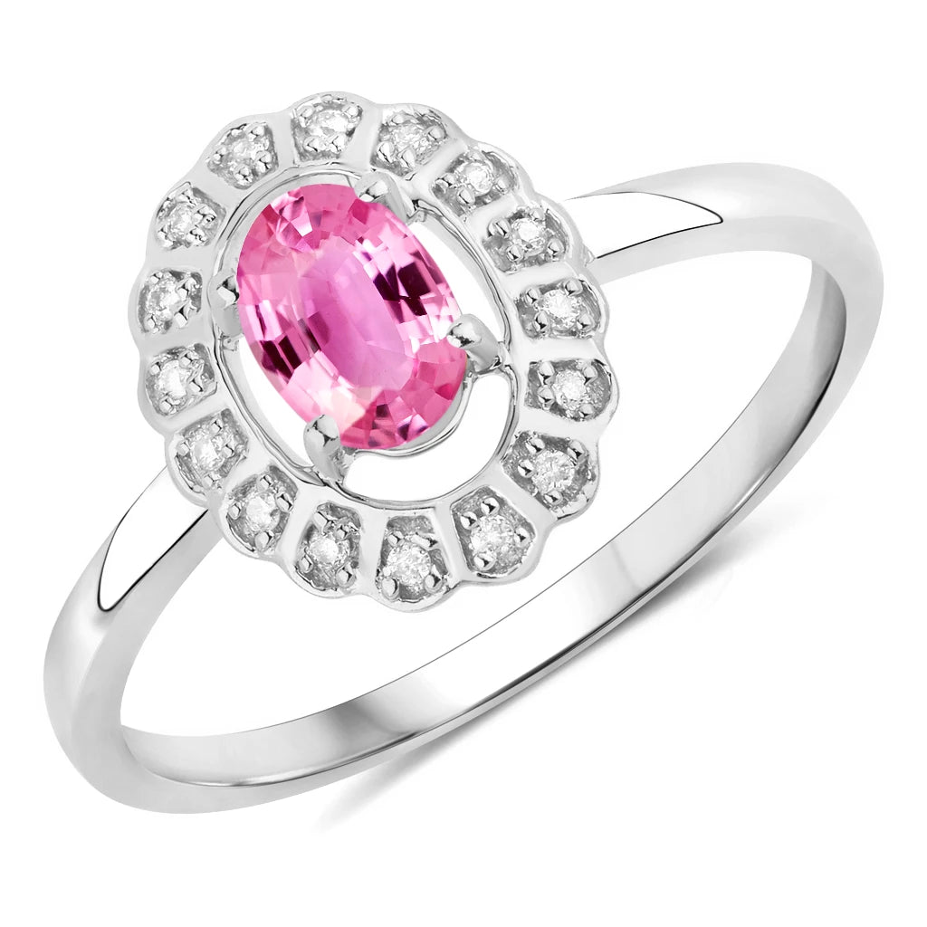Cocktail Oval-Cut and Diamond Starburst Ring