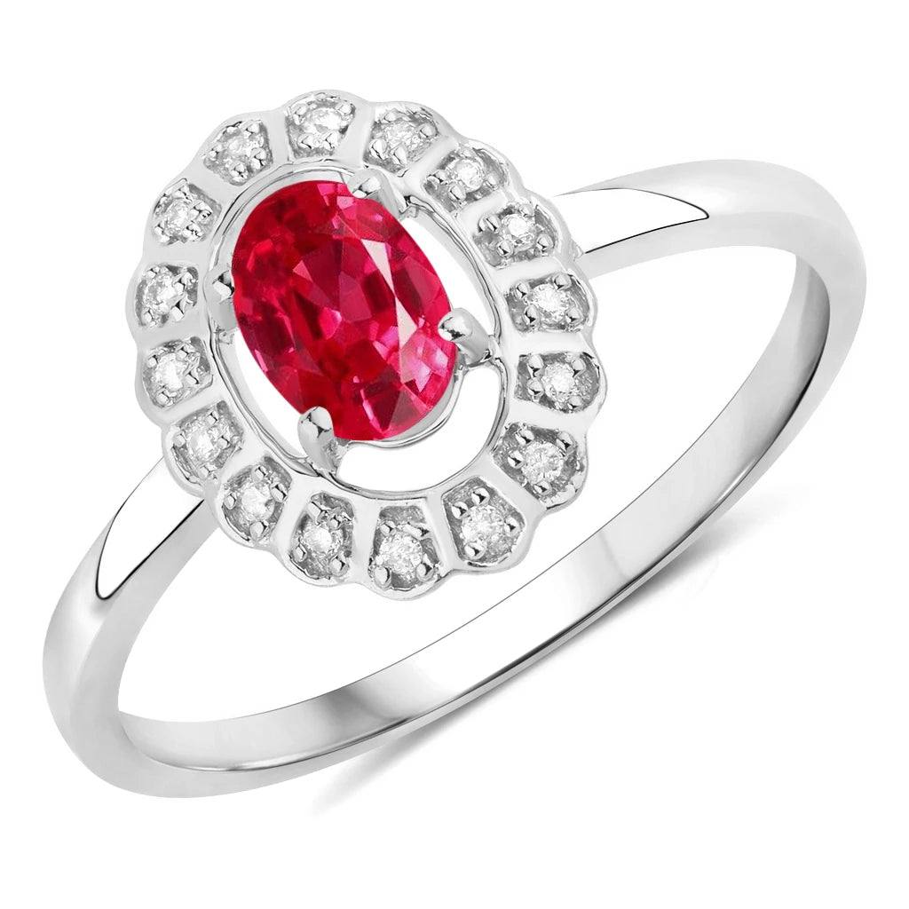 Cocktail Oval-Cut and Diamond Starburst Ring