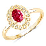 Cocktail Oval-Cut and Diamond Starburst Ring
