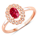 Cocktail Oval-Cut and Diamond Starburst Ring