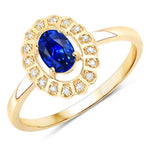 Cocktail Oval-Cut and Diamond Starburst Ring