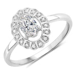 Cocktail Oval-Cut and Diamond Starburst Ring