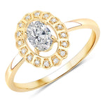 Cocktail Oval-Cut and Diamond Starburst Ring