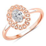 Cocktail Oval-Cut and Diamond Starburst Ring