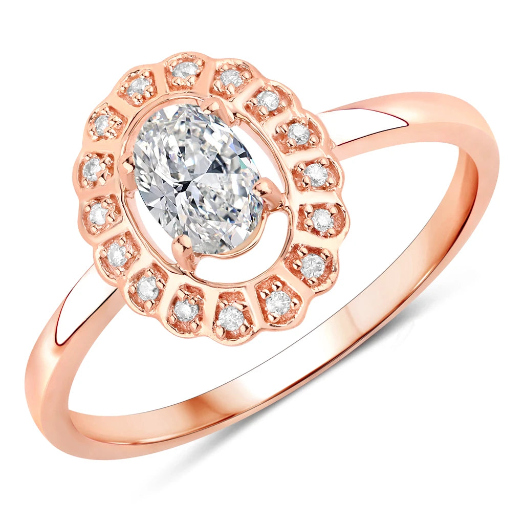 Cocktail Oval-Cut and Diamond Starburst Ring