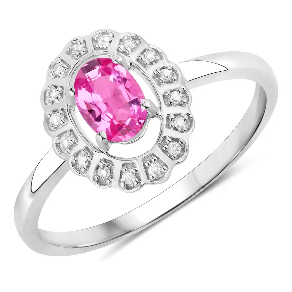 Cocktail Oval-Cut and Diamond Starburst Ring