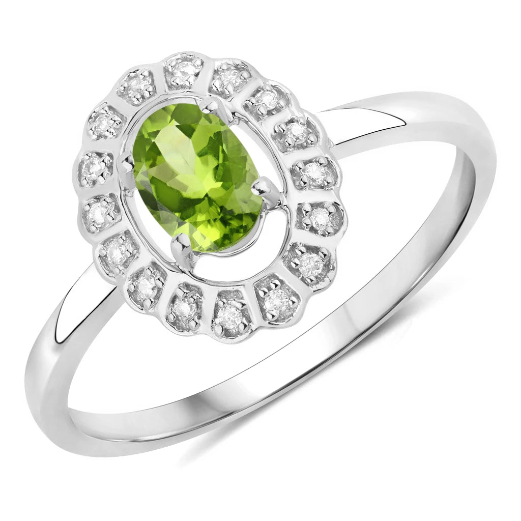Cocktail Oval-Cut and Diamond Starburst Ring