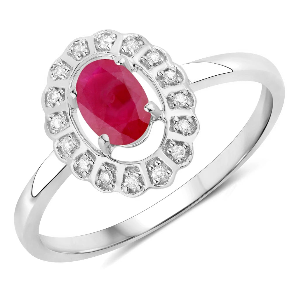 Cocktail Oval-Cut and Diamond Starburst Ring