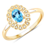 Cocktail Oval-Cut and Diamond Starburst Ring
