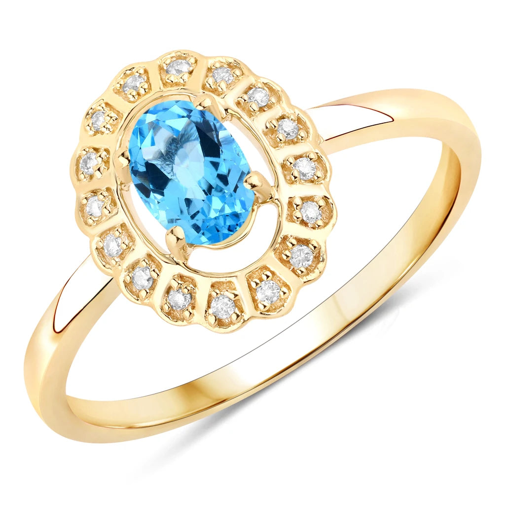 Cocktail Oval-Cut and Diamond Starburst Ring
