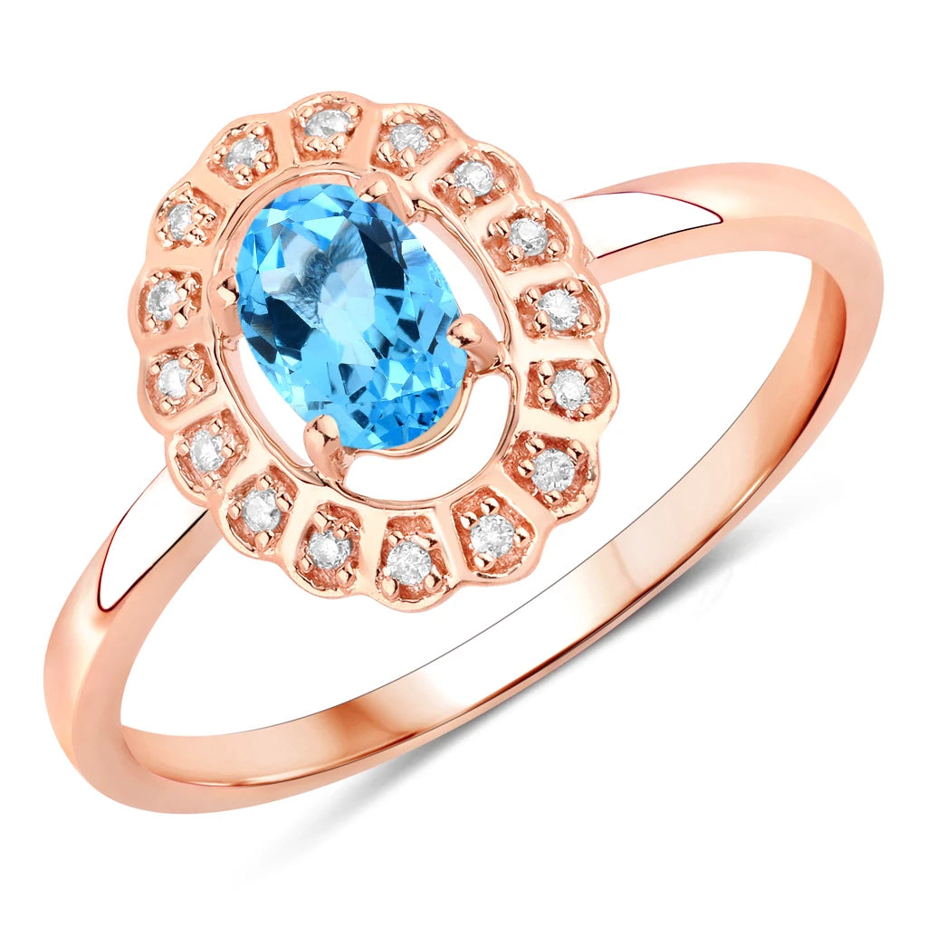 Cocktail Oval-Cut and Diamond Starburst Ring
