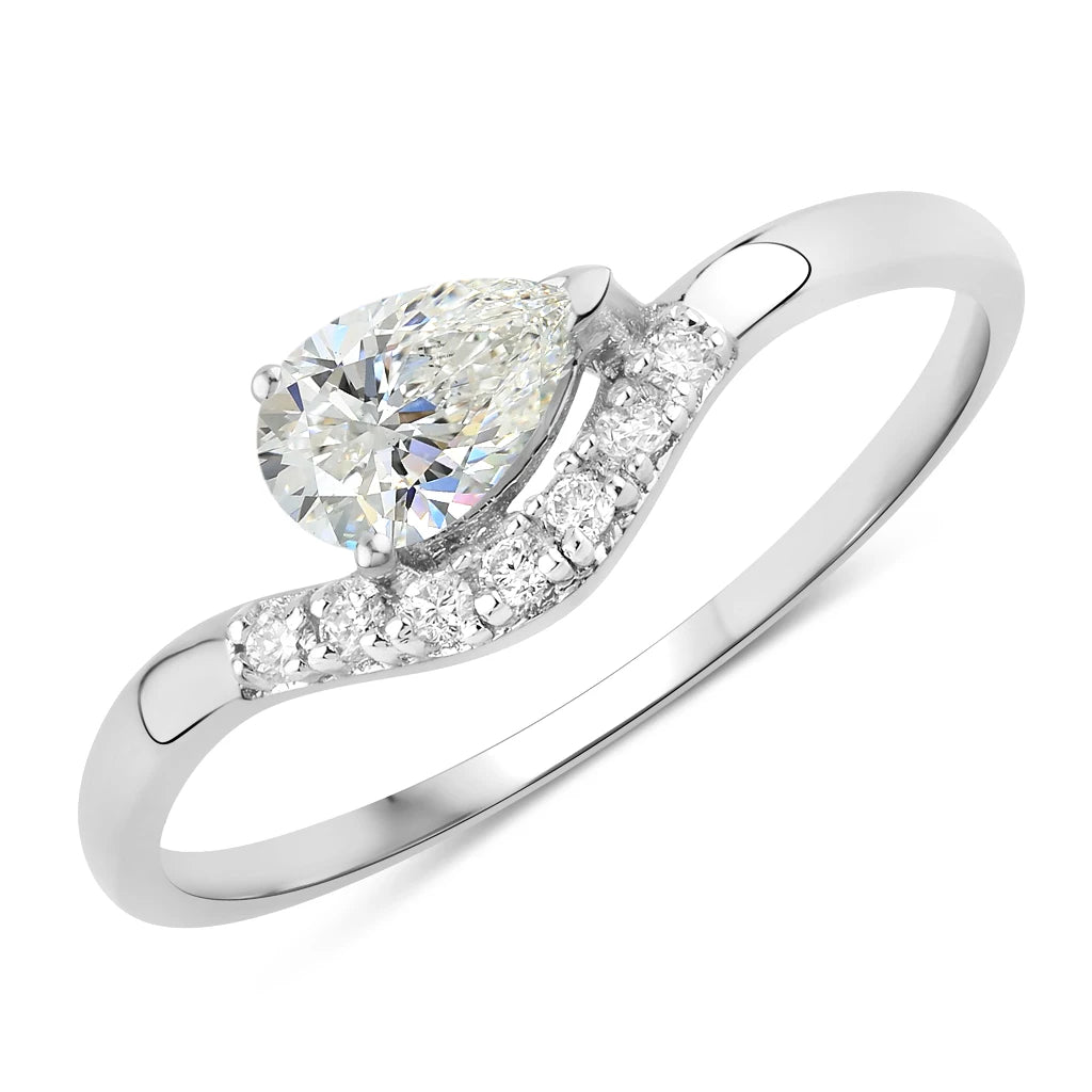 Wave Pear-Cut and Diamond Ring