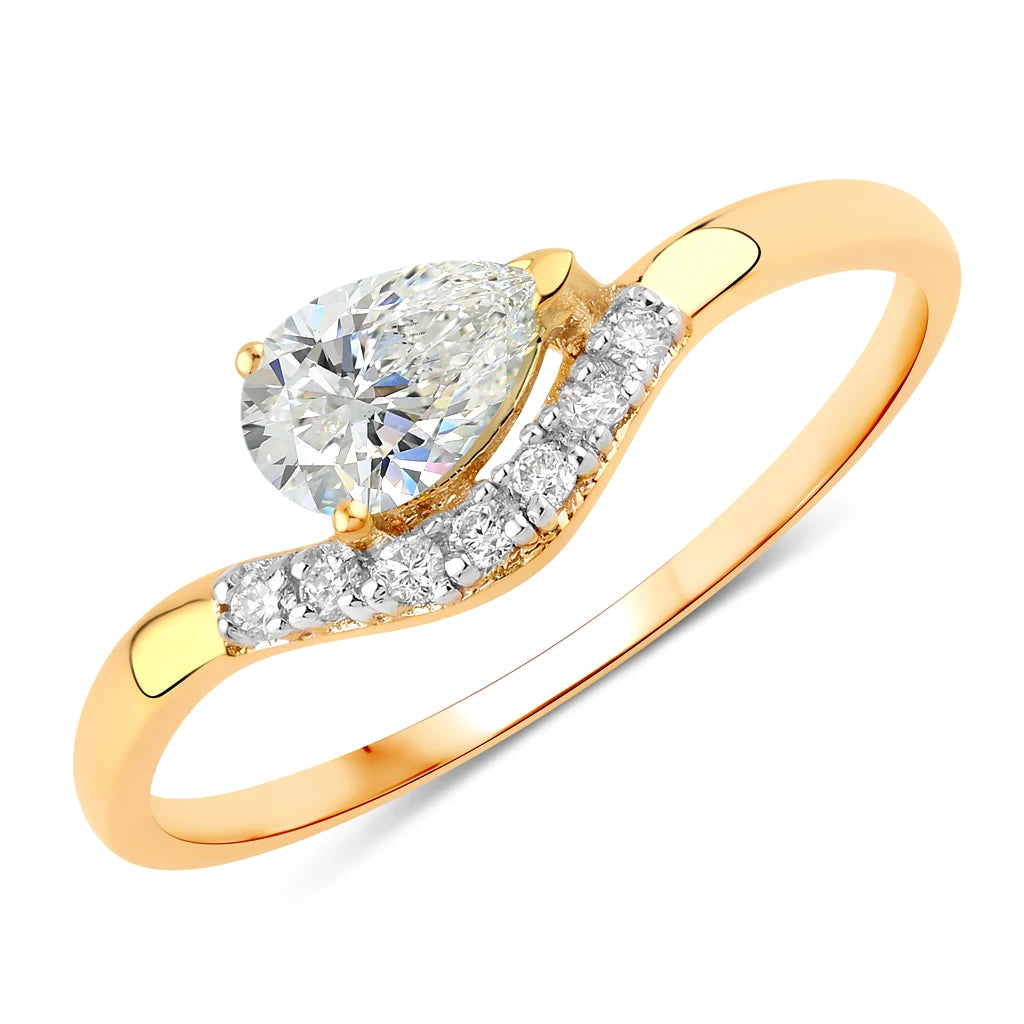 Wave Pear-Cut and Diamond Ring
