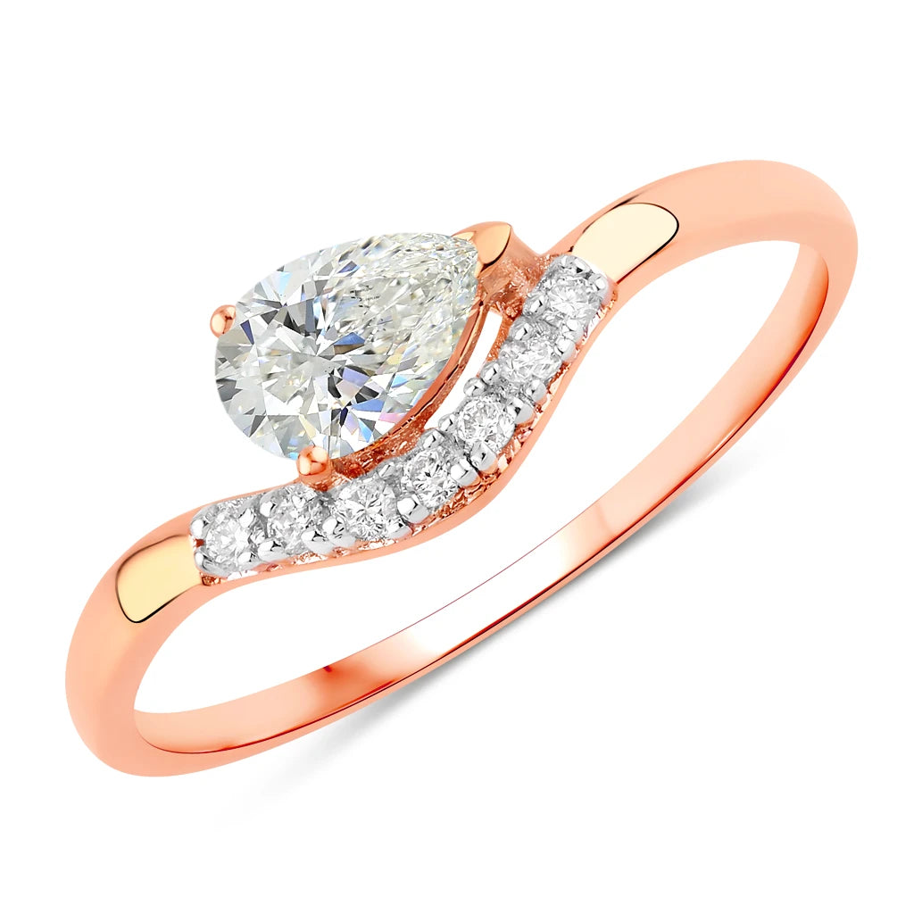Wave Pear-Cut and Diamond Ring